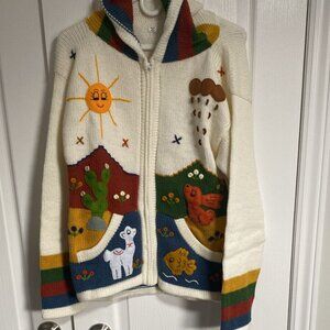 PERUVIAN WOOL SWEATER, WHITE, ADULT.